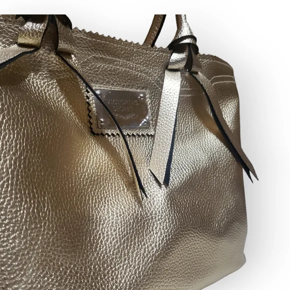 Victorias Secret Metallic Gold Handbag Shoulder Bag Purse - Picture 2 of 6